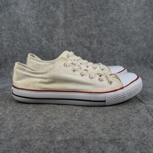 Compass Shoes Womens 9.5 Casual Sneakers Canvas Lace Up Low Top Trainers White